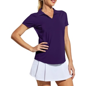 image:imageMIER Womens Golf Polo Shirts Collared V Neck Short Sleeve Tennis Shirt Dry Fit Moisture WickingPurple