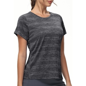 image:imageMIER Womens Running Athletic Shirts Dry Fit Active TShirt Tops Short Sleeve Soft Crew Neck Gym Workout Exercise TeesHeather Black