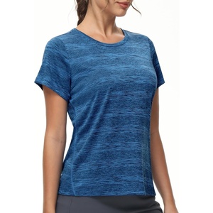 image:imageMIER Womens Running Athletic Shirts Dry Fit Active TShirt Tops Short Sleeve Soft Crew Neck Gym Workout Exercise TeesHeather Blue