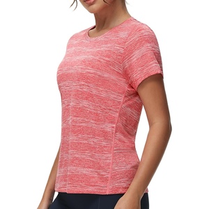 image:imageMIER Womens Running Athletic Shirts Dry Fit Active TShirt Tops Short Sleeve Soft Crew Neck Gym Workout Exercise TeesHeather Melon Pink