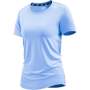 image:imageMIER Womens Running Athletic Shirts Dry Fit Active TShirt Tops Short Sleeve Soft Crew Neck Gym Workout Exercise TeesLight Blue