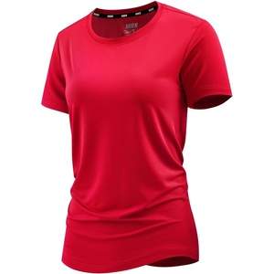 image:imageMIER Womens Running Athletic Shirts Dry Fit Active TShirt Tops Short Sleeve Soft Crew Neck Gym Workout Exercise TeesRed