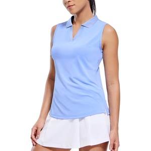 image:imageMIER Womens Sleeveless Golf Polo Shirts Dry Fit Collared Tank Tops V Neck Ribbed Athletic Tennis Shirt Moisture WickingLight Blue