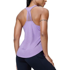 image:imageMIER Womens Workout Tank Tops Sleeveless Yoga Athletic Running Dry Fit Shirts Racerback Soft Gym Muscle Tee Scoop NeckHeather Lavender