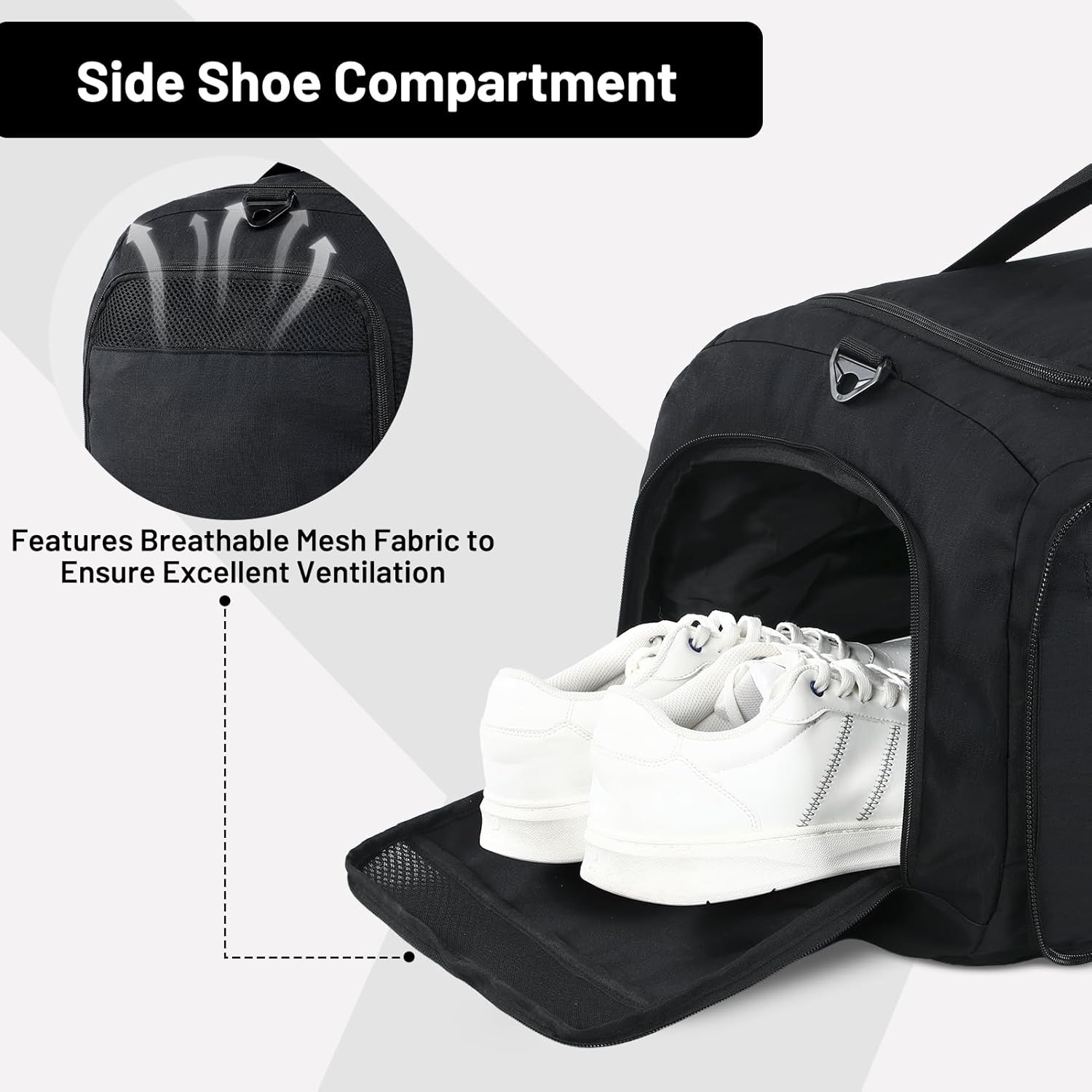 image:imageMIER Foldable Duffle Bag with Shoe Compartment 80L Travel Duffel Bags for Men Women Packable Overnight Bag for Camping Gym Weekender NavyBlack