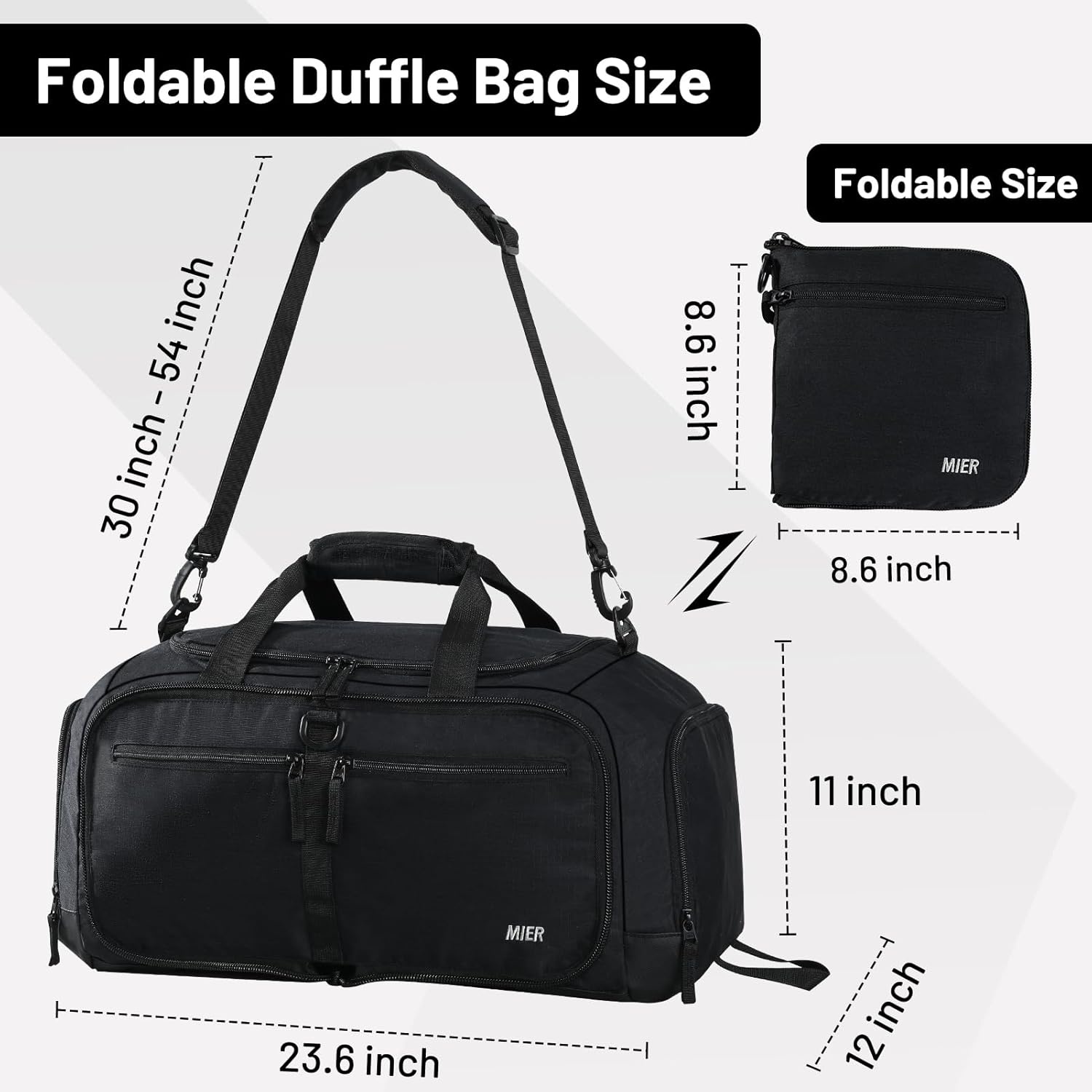 image:imageMIER Foldable Duffle Bag with Shoe Compartment 80L Travel Duffel Bags for Men Women Packable Overnight Bag for Camping Gym Weekender NavyBlack