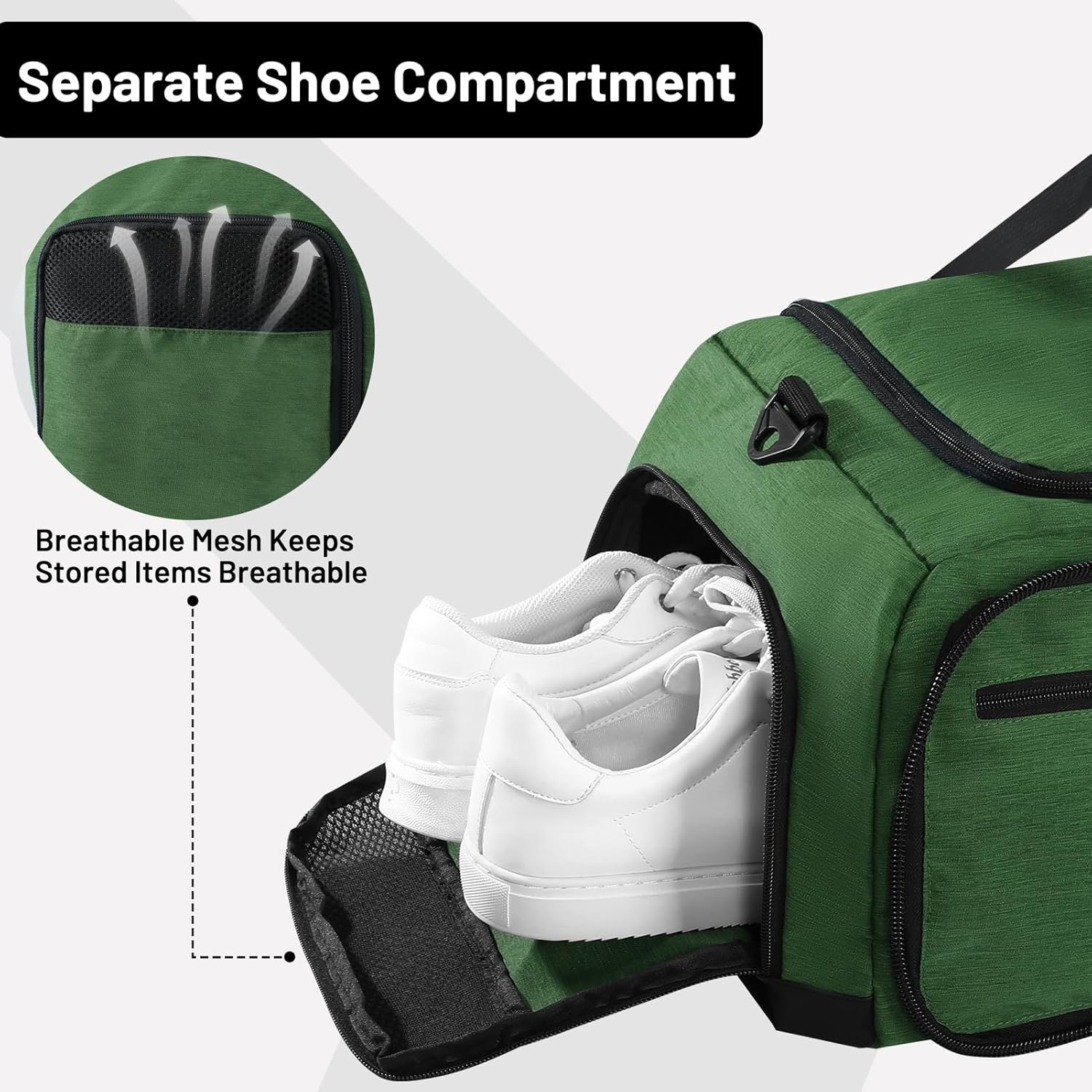 image:imageMIER Foldable Duffle Bag with Shoe Compartment 80L Travel Duffel Bags for Men Women Packable Overnight Bag for Camping Gym Weekender NavyDark Green