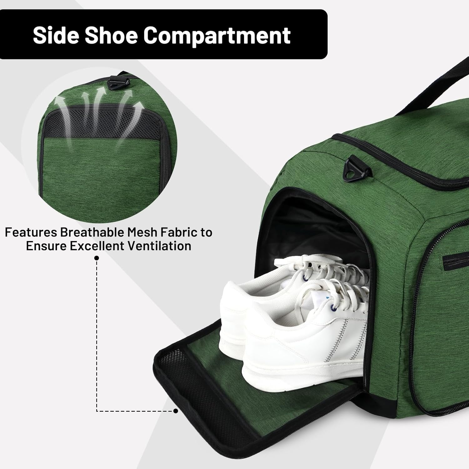 image:imageMIER Foldable Duffle Bag with Shoe Compartment 80L Travel Duffel Bags for Men Women Packable Overnight Bag for Camping Gym Weekender NavyDark Green