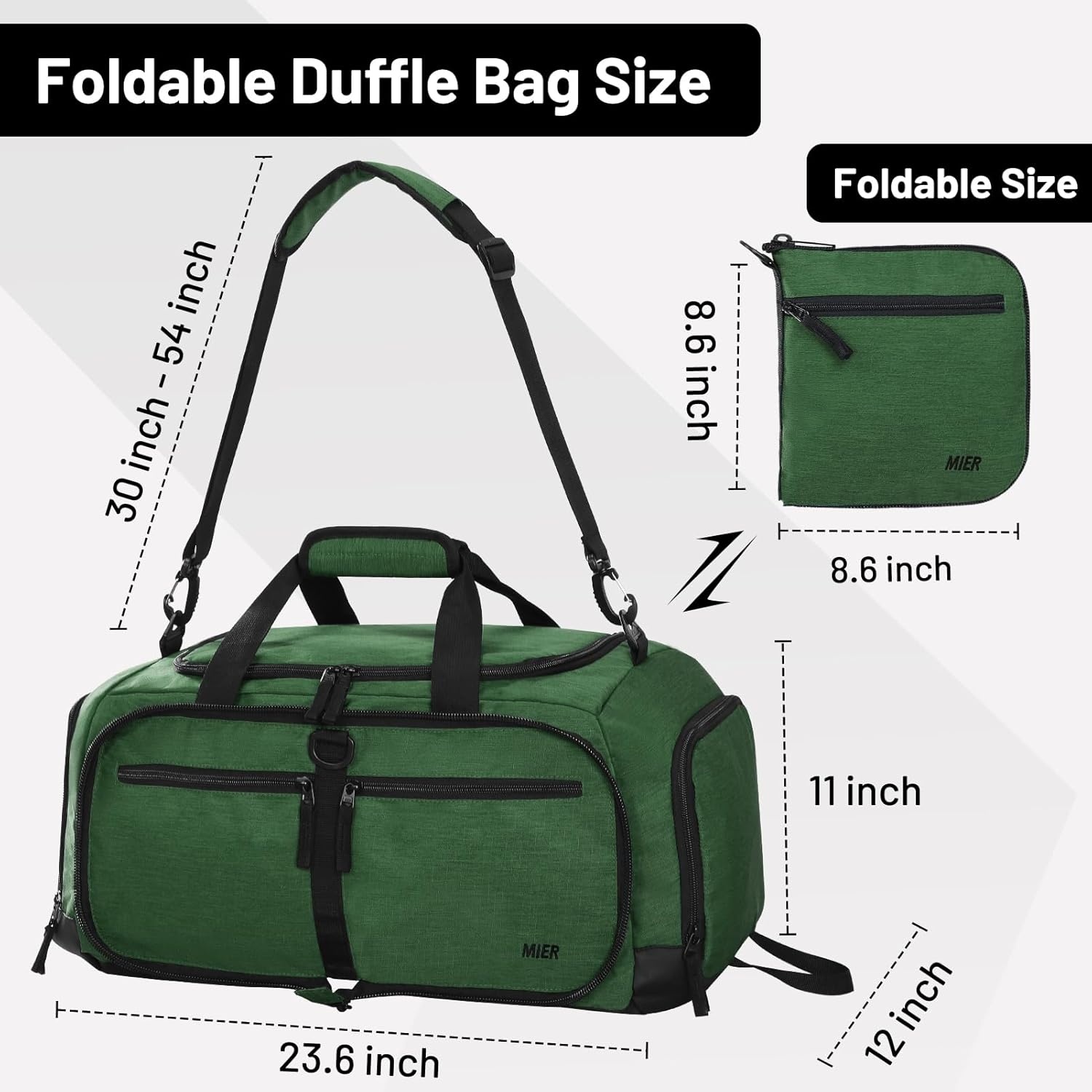 image:imageMIER Foldable Duffle Bag with Shoe Compartment 80L Travel Duffel Bags for Men Women Packable Overnight Bag for Camping Gym Weekender NavyDark Green