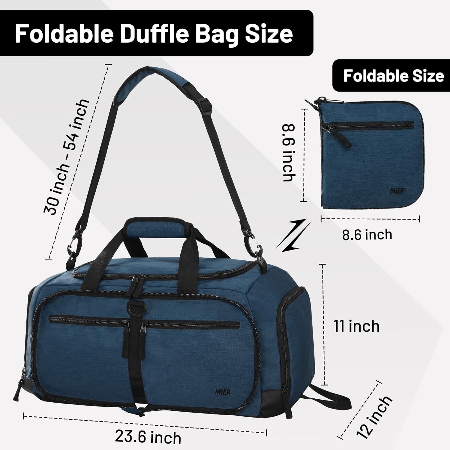 image:imageMIER Foldable Duffle Bag with Shoe Compartment 80L Travel Duffel Bags for Men Women Packable Overnight Bag for Camping Gym Weekender NavyDrak Blue
