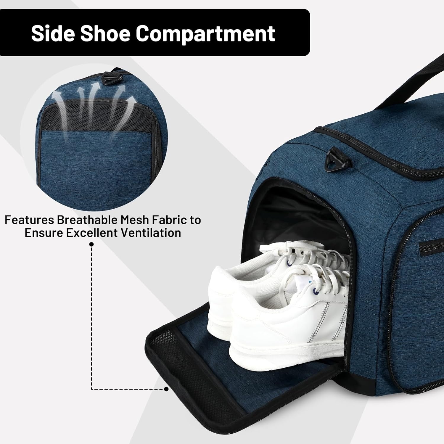 image:imageMIER Foldable Duffle Bag with Shoe Compartment 80L Travel Duffel Bags for Men Women Packable Overnight Bag for Camping Gym Weekender NavyNavy
