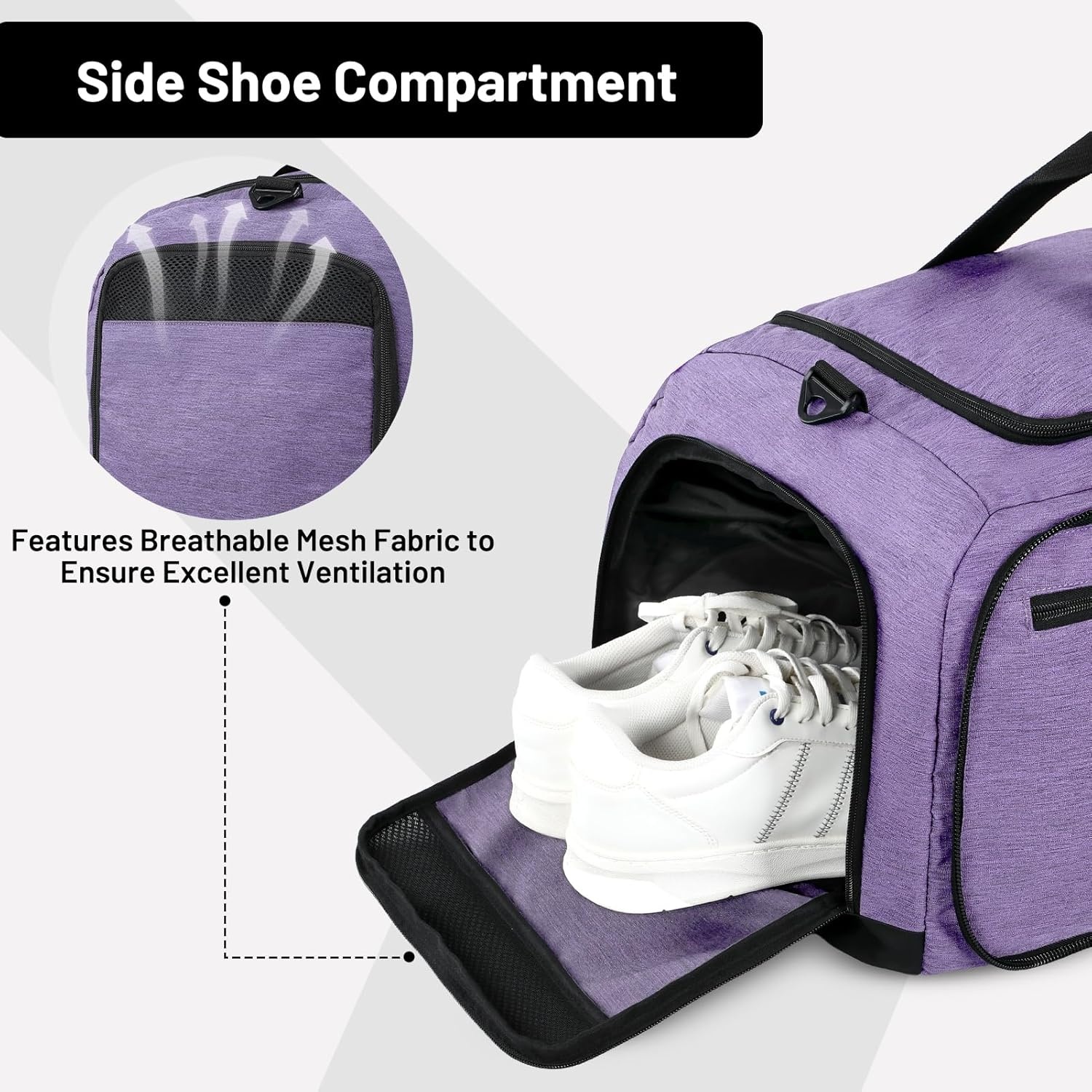 image:imageMIER Foldable Duffle Bag with Shoe Compartment 80L Travel Duffel Bags for Men Women Packable Overnight Bag for Camping Gym Weekender NavyPurple