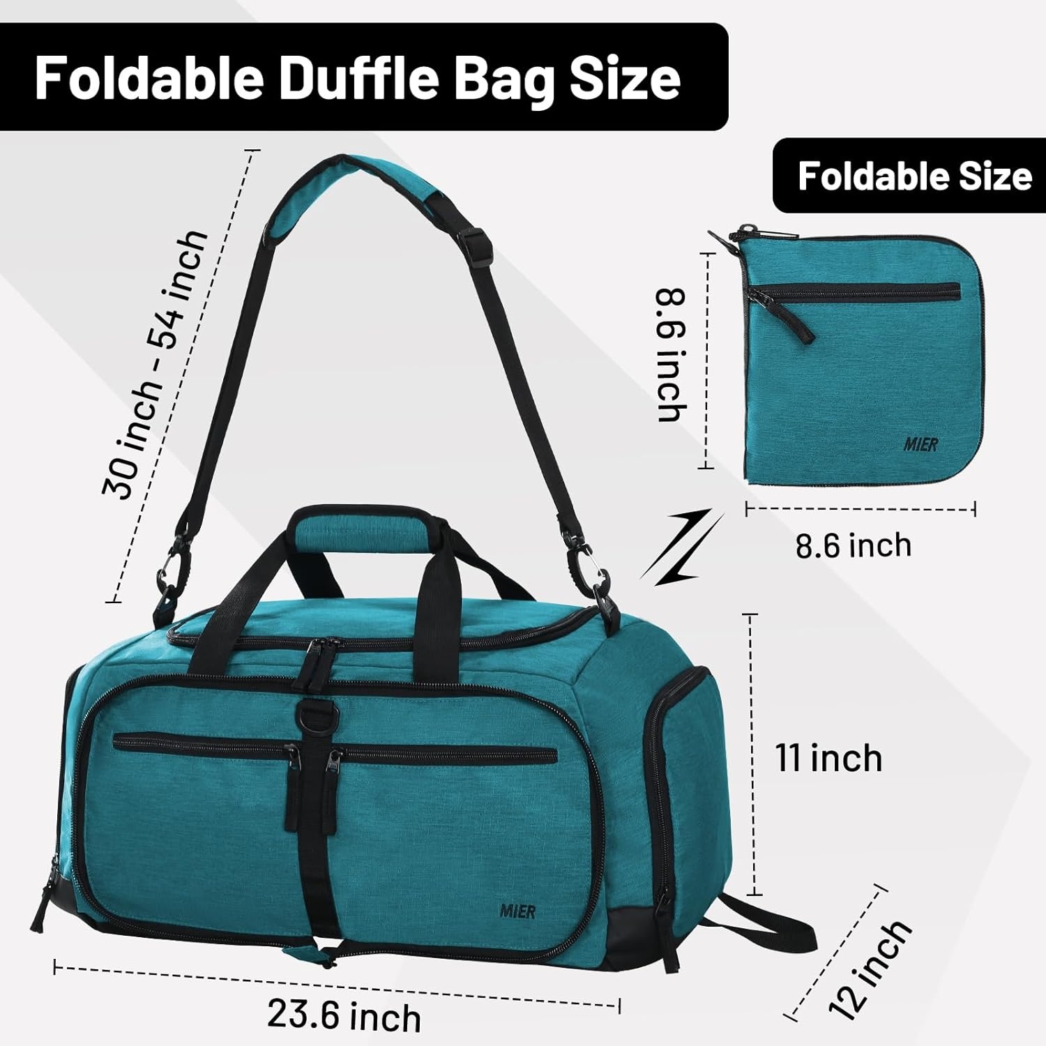 image:imageMIER Foldable Duffle Bag with Shoe Compartment 80L Travel Duffel Bags for Men Women Packable Overnight Bag for Camping Gym Weekender NavyTeal