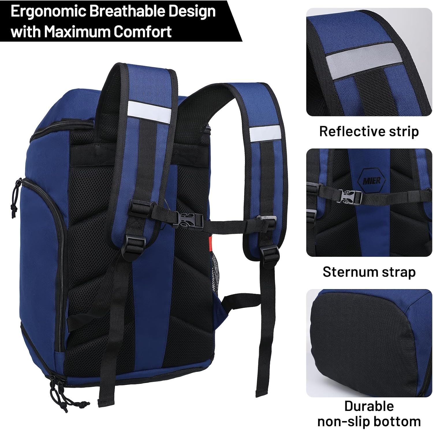 image:imageMIER Gym Backpack for Men and Women 35L Basketball Backpack with Shoe Compartment amp Wet Pocket Waterproof Sports Bag for Travel and WorkoutBlue