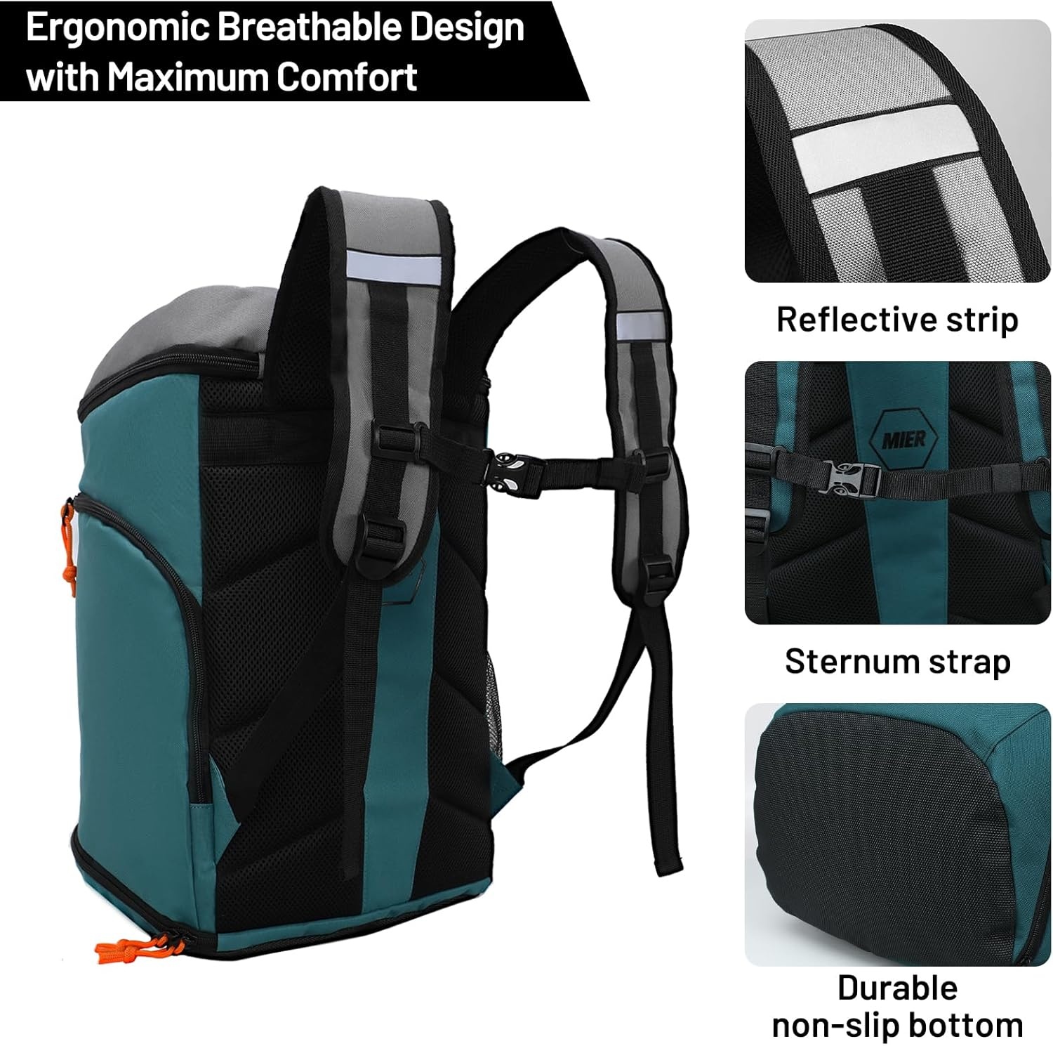 image:imageMIER Gym Backpack for Men and Women 35L Basketball Backpack with Shoe Compartment amp Wet Pocket Waterproof Sports Bag for Travel and WorkoutGreenGray