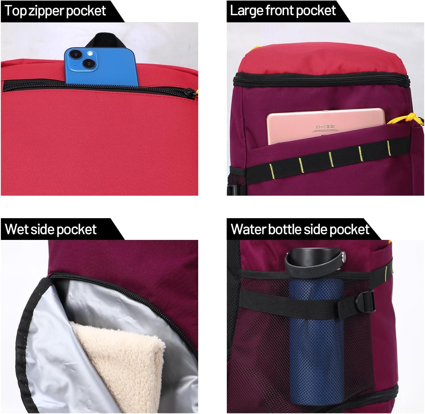 image:imageMIER Gym Backpack for Men and Women 35L Basketball Backpack with Shoe Compartment amp Wet Pocket Waterproof Sports Bag for Travel and WorkoutPurpleRed