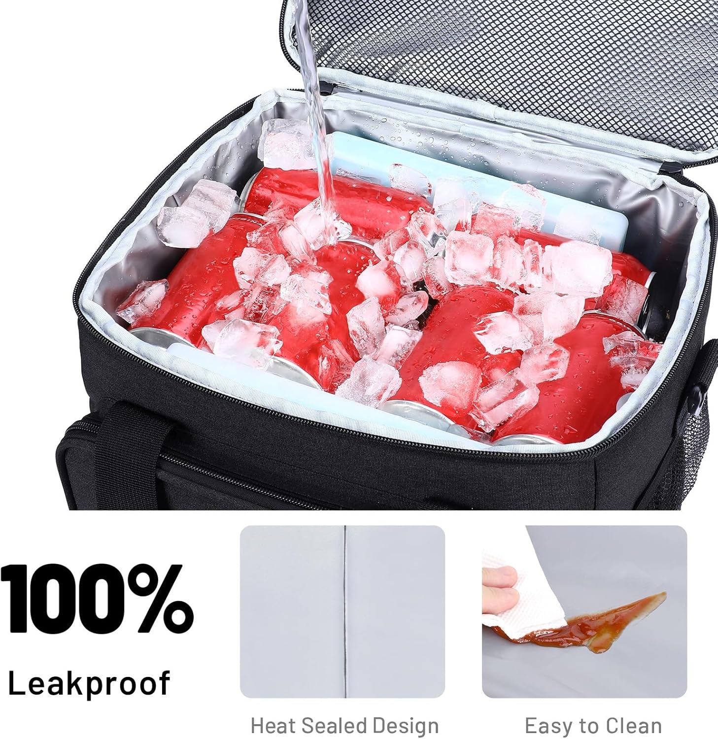 image:imageMIER Mens Lunchbox for Work Insulated 24 Cans15L Large Lunch Bags Leakproof Adult Women Lunch Box Coolers for Travel Beach Picnic Office BlackBlack