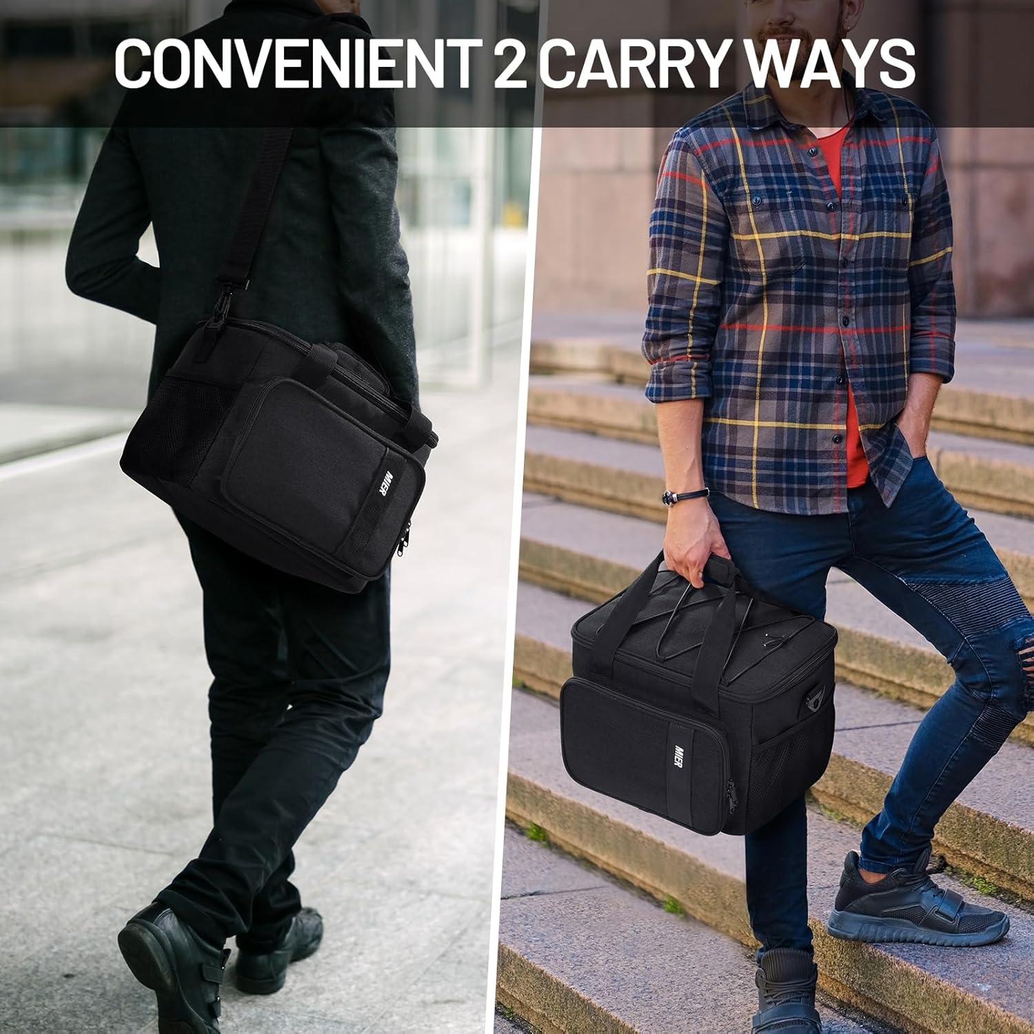 image:imageMIER Mens Lunchbox for Work Insulated 24 Cans15L Large Lunch Bags Leakproof Adult Women Lunch Box Coolers for Travel Beach Picnic Office BlackBlack