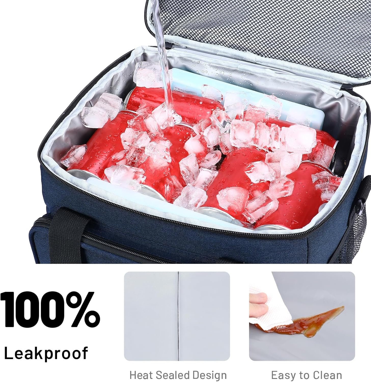 image:imageMIER Mens Lunchbox for Work Insulated 24 Cans15L Large Lunch Bags Leakproof Adult Women Lunch Box Coolers for Travel Beach Picnic Office BlackBlue