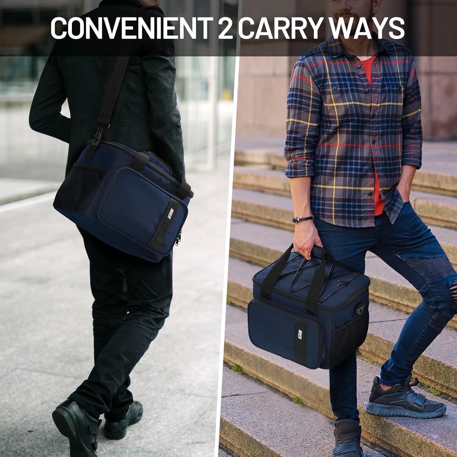 image:imageMIER Mens Lunchbox for Work Insulated 24 Cans15L Large Lunch Bags Leakproof Adult Women Lunch Box Coolers for Travel Beach Picnic Office BlackBlue