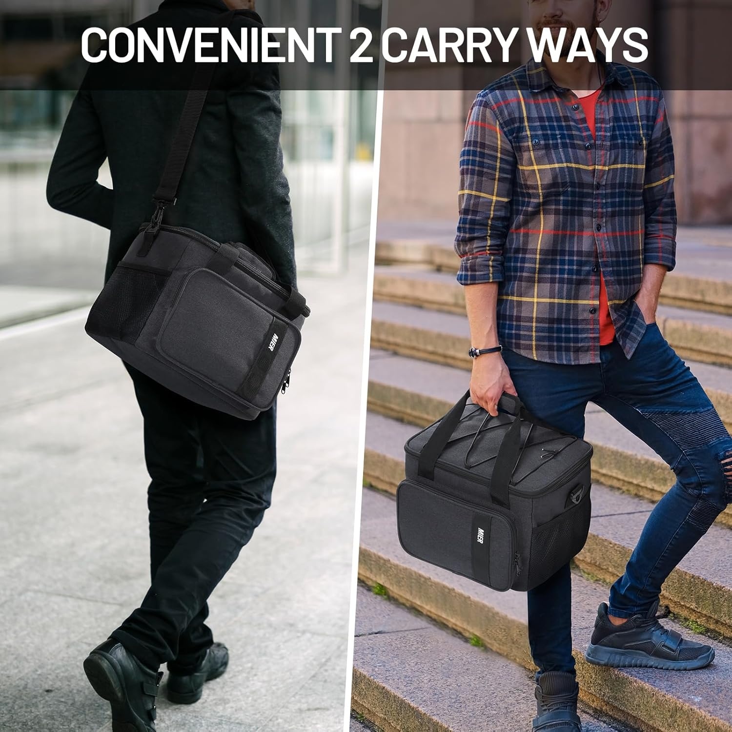 image:imageMIER Mens Lunchbox for Work Insulated 24 Cans15L Large Lunch Bags Leakproof Adult Women Lunch Box Coolers for Travel Beach Picnic Office BlackGray