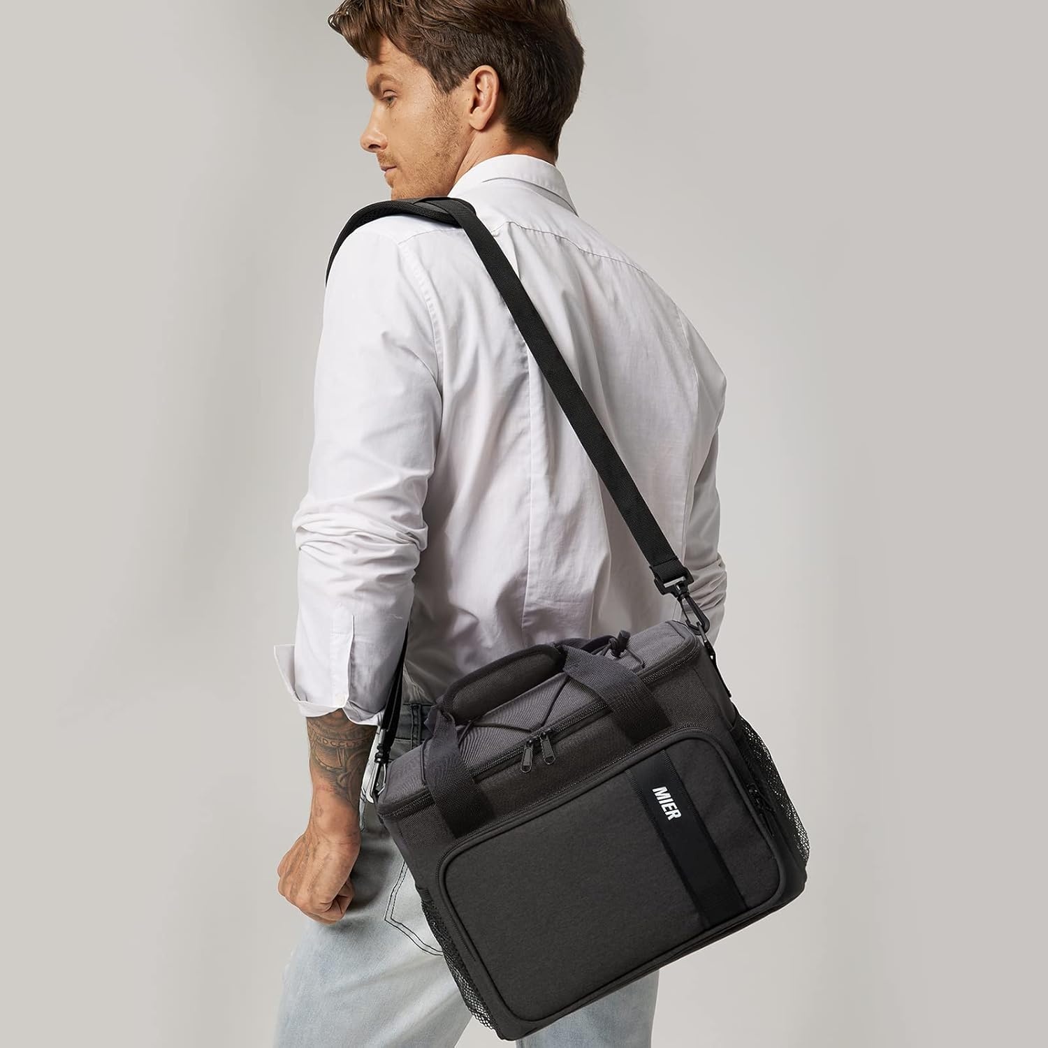 image:imageMIER Mens Lunchbox for Work Insulated 24 Cans15L Large Lunch Bags Leakproof Adult Women Lunch Box Coolers for Travel Beach Picnic Office BlackGray