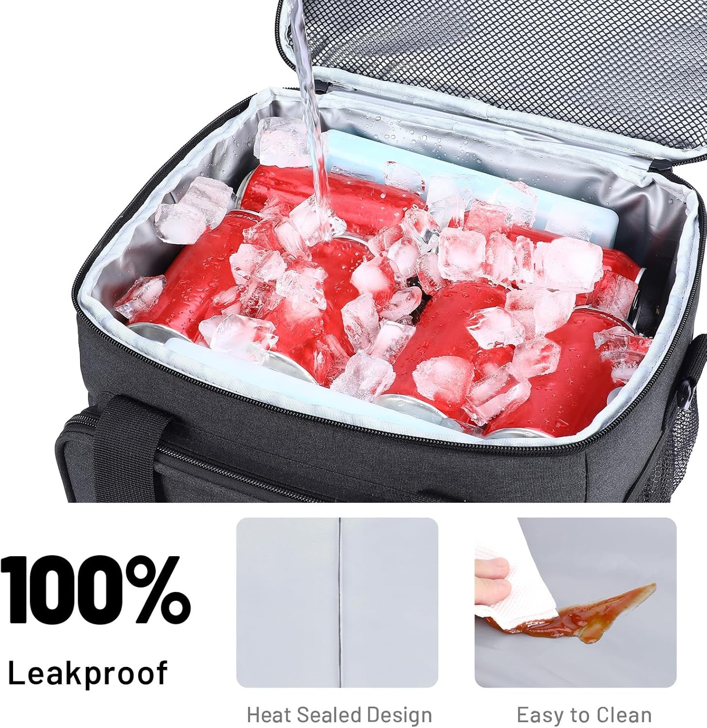 image:imageMIER Mens Lunchbox for Work Insulated 24 Cans15L Large Lunch Bags Leakproof Adult Women Lunch Box Coolers for Travel Beach Picnic Office BlackGray