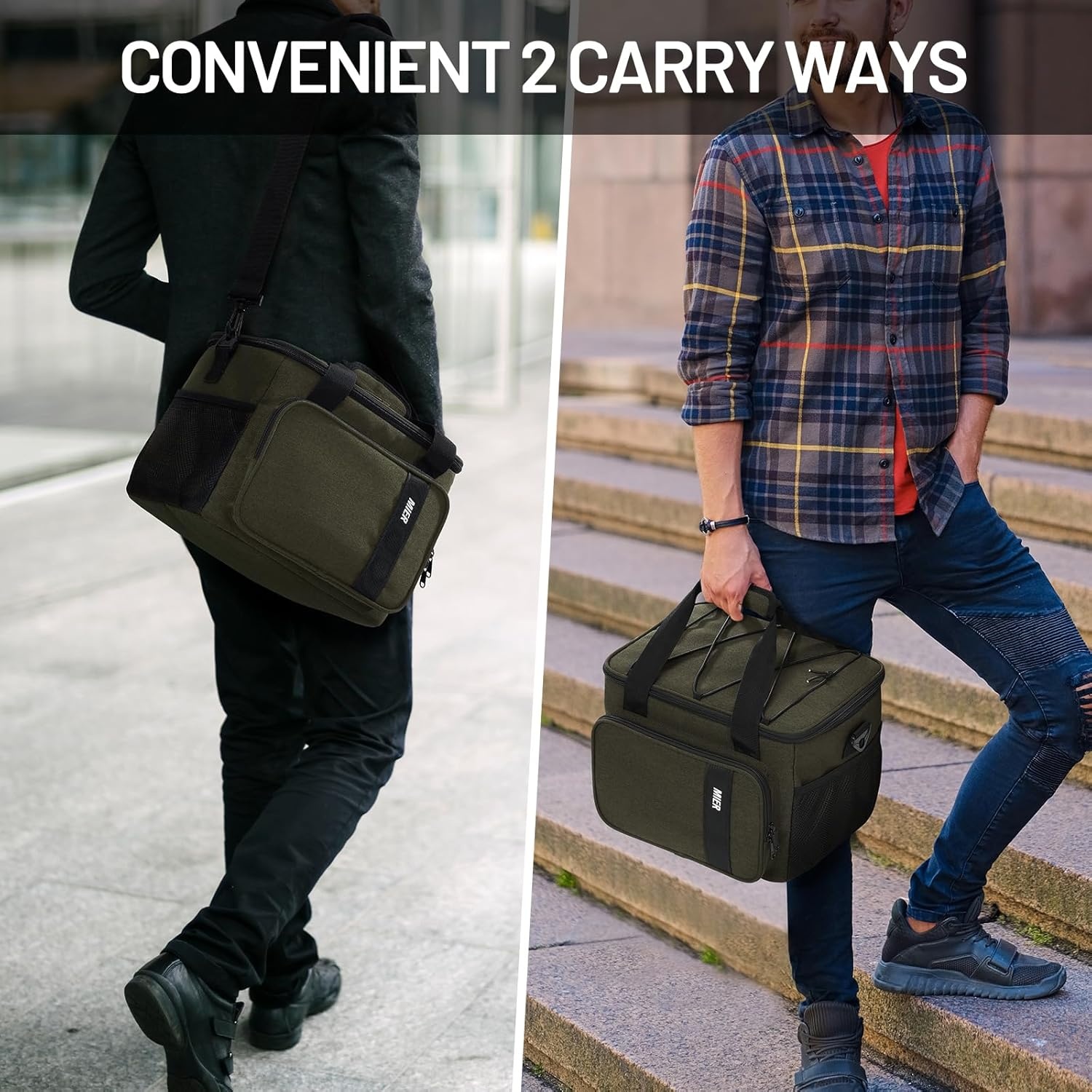 image:imageMIER Mens Lunchbox for Work Insulated 24 Cans15L Large Lunch Bags Leakproof Adult Women Lunch Box Coolers for Travel Beach Picnic Office BlackGreen