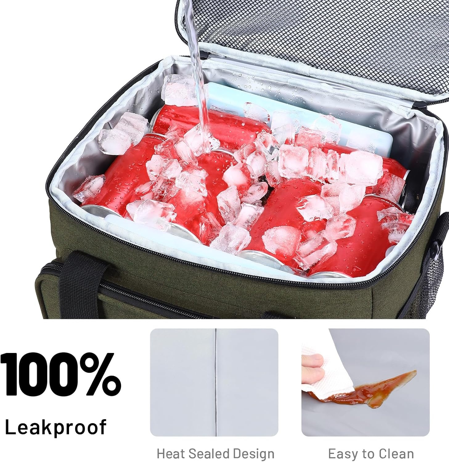 image:imageMIER Mens Lunchbox for Work Insulated 24 Cans15L Large Lunch Bags Leakproof Adult Women Lunch Box Coolers for Travel Beach Picnic Office BlackGreen