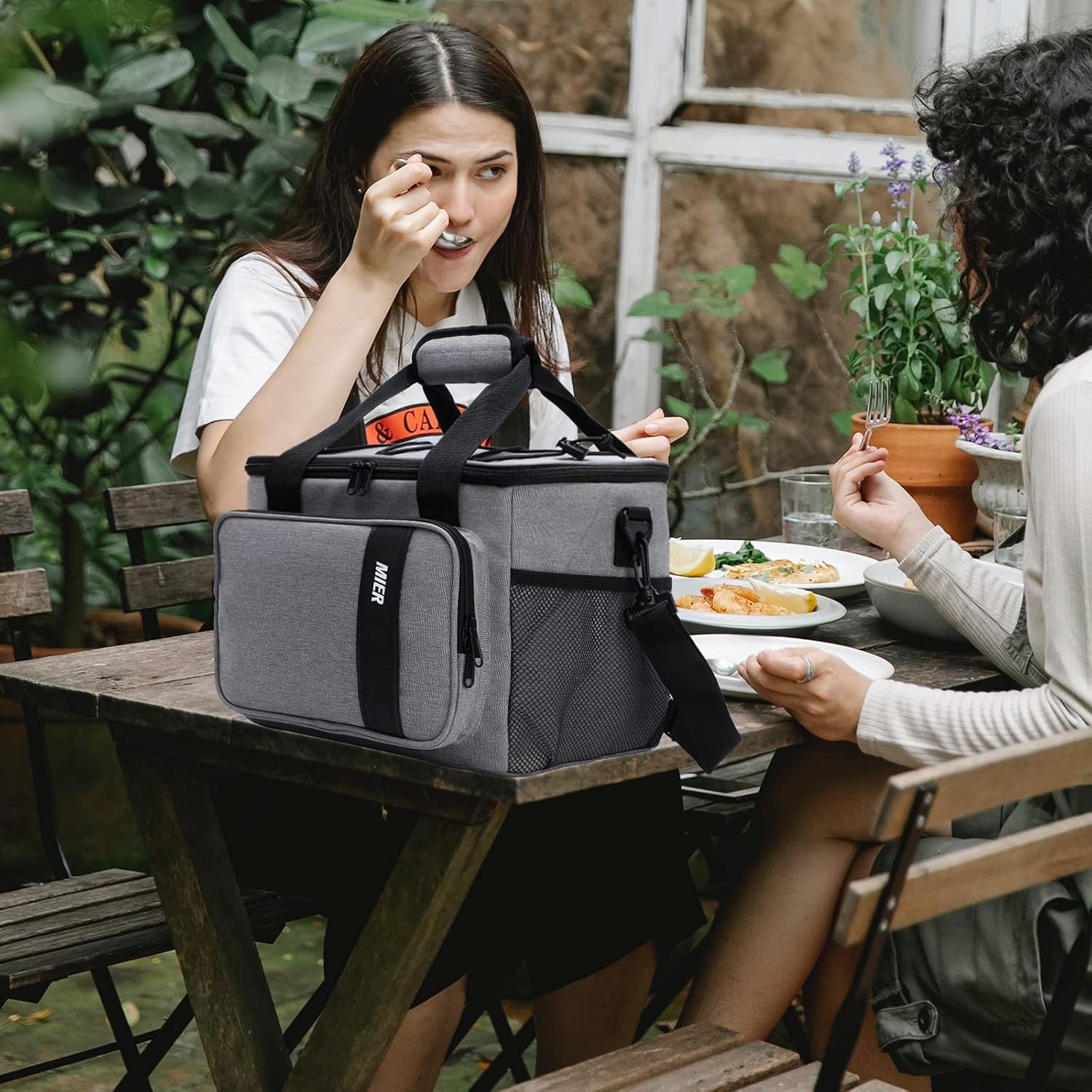 image:imageMIER Mens Lunchbox for Work Insulated 24 Cans15L Large Lunch Bags Leakproof Adult Women Lunch Box Coolers for Travel Beach Picnic Office BlackLight Gray