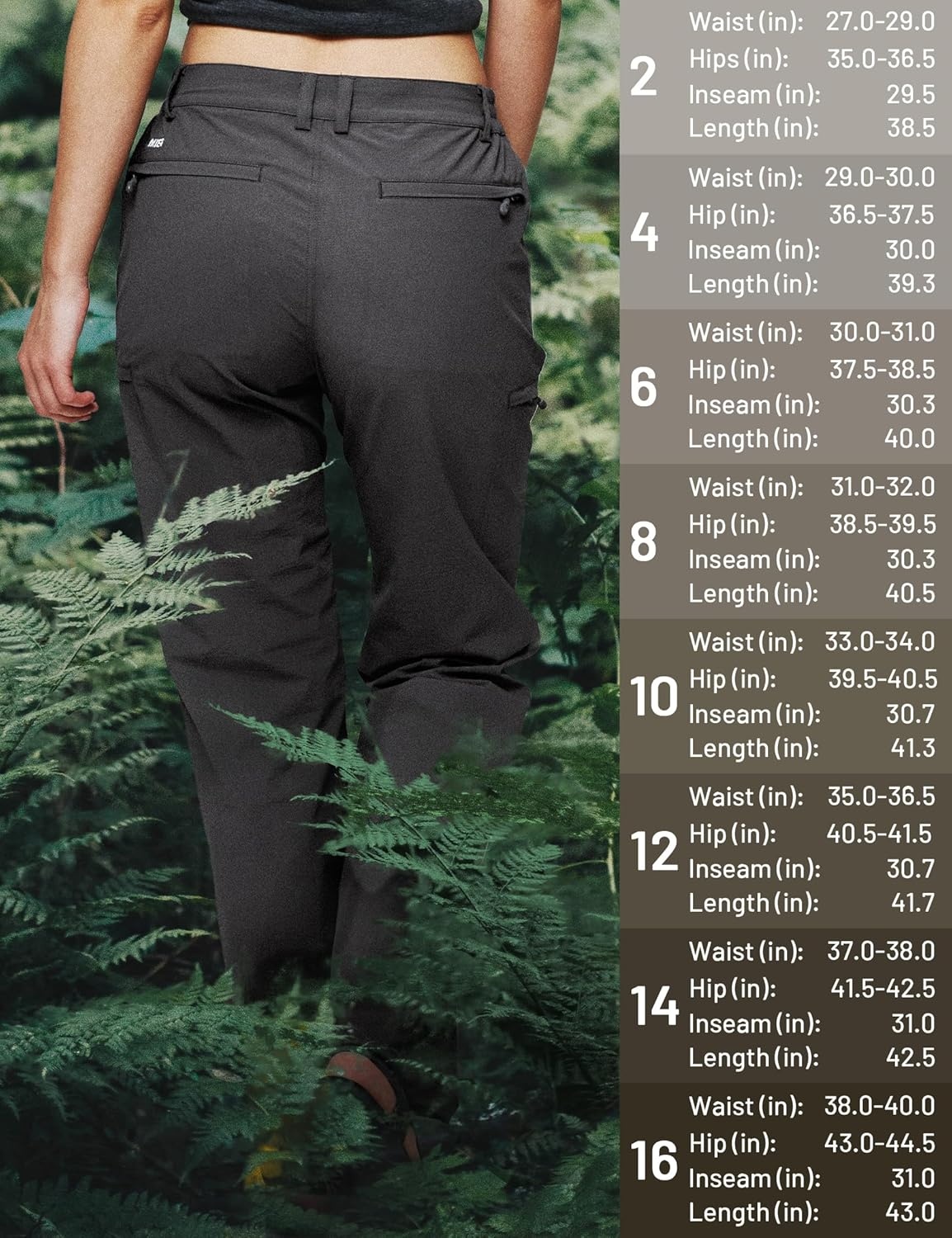 image:imageMIER Womens Quick Dry Cargo Pants Lightweight Tactical Hiking Pants with 6 Pockets Stretchy and WaterResistantGraphite Grey