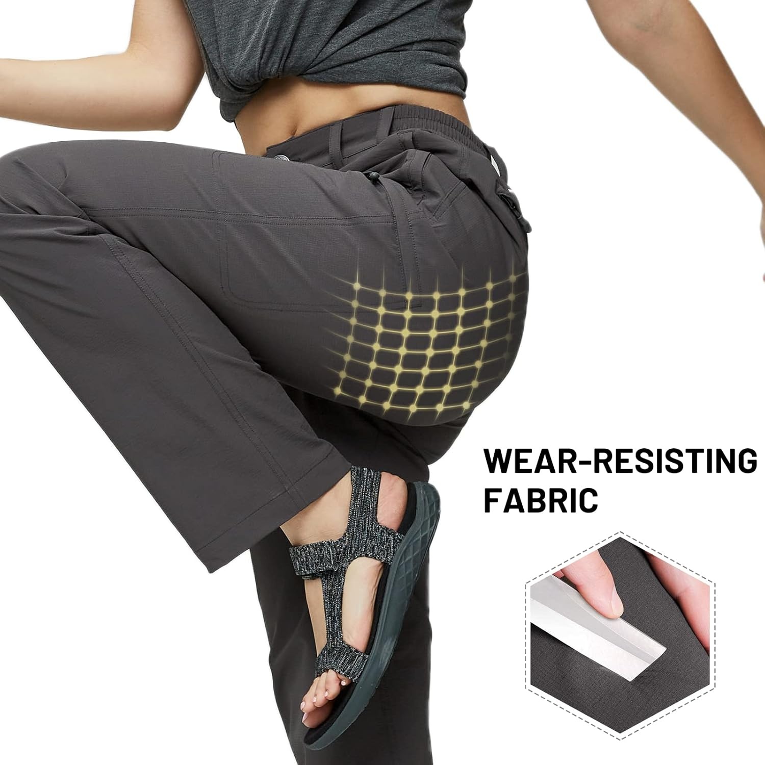 image:imageMIER Womens Quick Dry Cargo Pants Lightweight Tactical Hiking Pants with 6 Pockets Stretchy and WaterResistantGraphite Grey