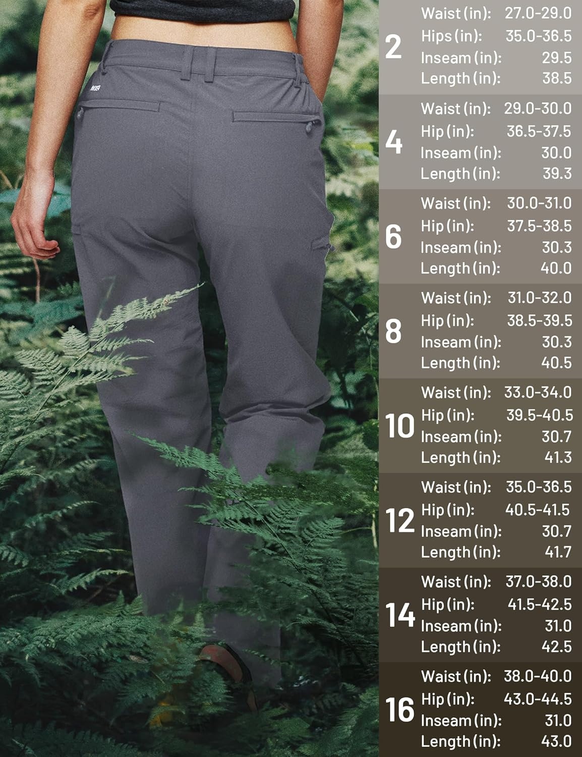 image:imageMIER Womens Quick Dry Cargo Pants Lightweight Tactical Hiking Pants with 6 Pockets Stretchy and WaterResistantGrey