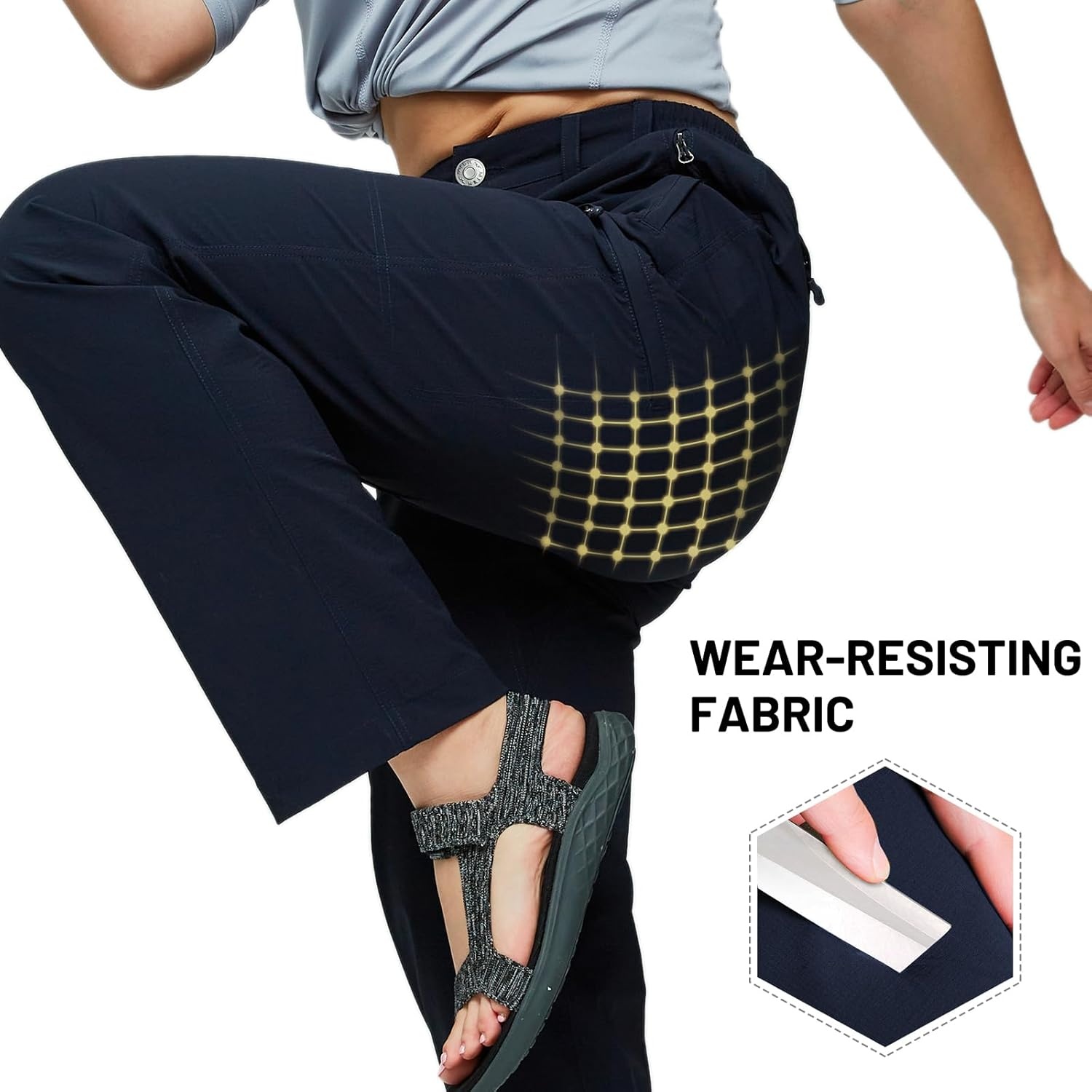 image:imageMIER Womens Quick Dry Cargo Pants Lightweight Tactical Hiking Pants with 6 Pockets Stretchy and WaterResistantNavy