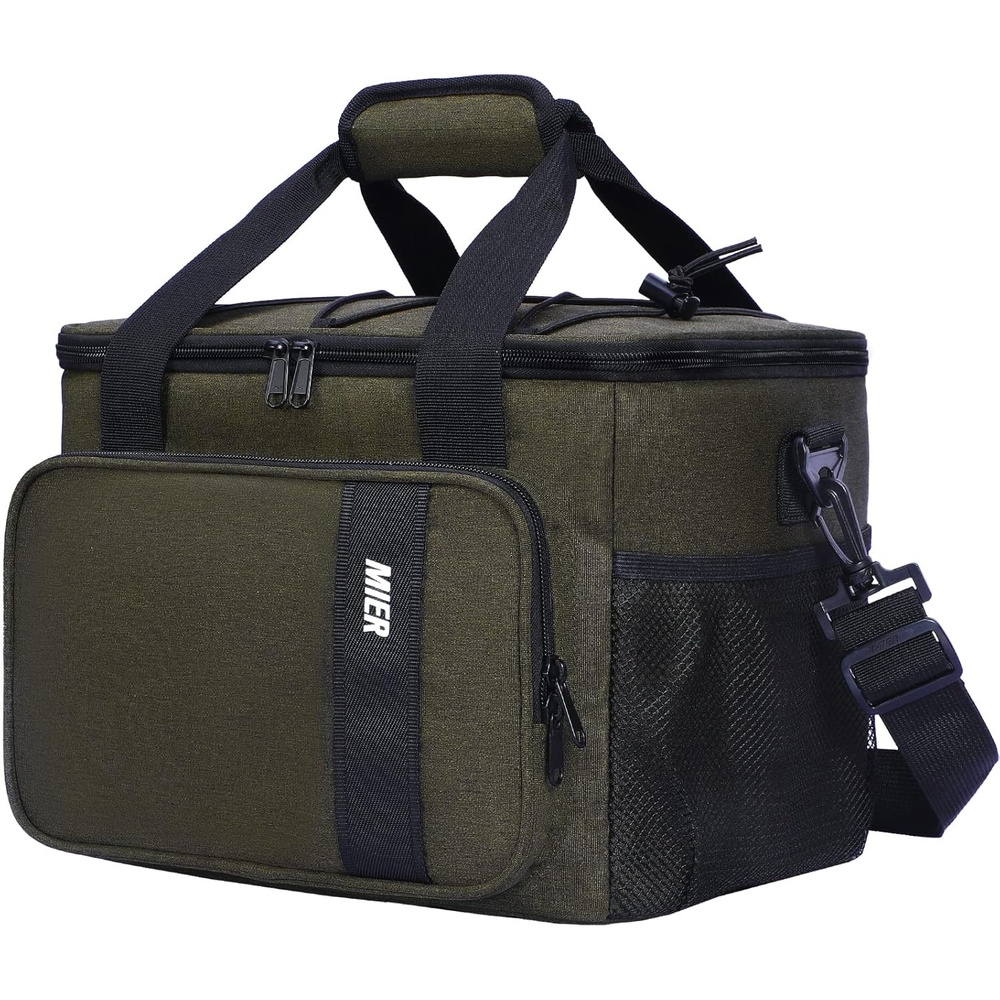 image:imageMIER Mens Lunchbox for Work Insulated 24 Cans15L Large Lunch Bags Leakproof Adult Women Lunch Box Coolers for Travel Beach Picnic Office BlackGreen