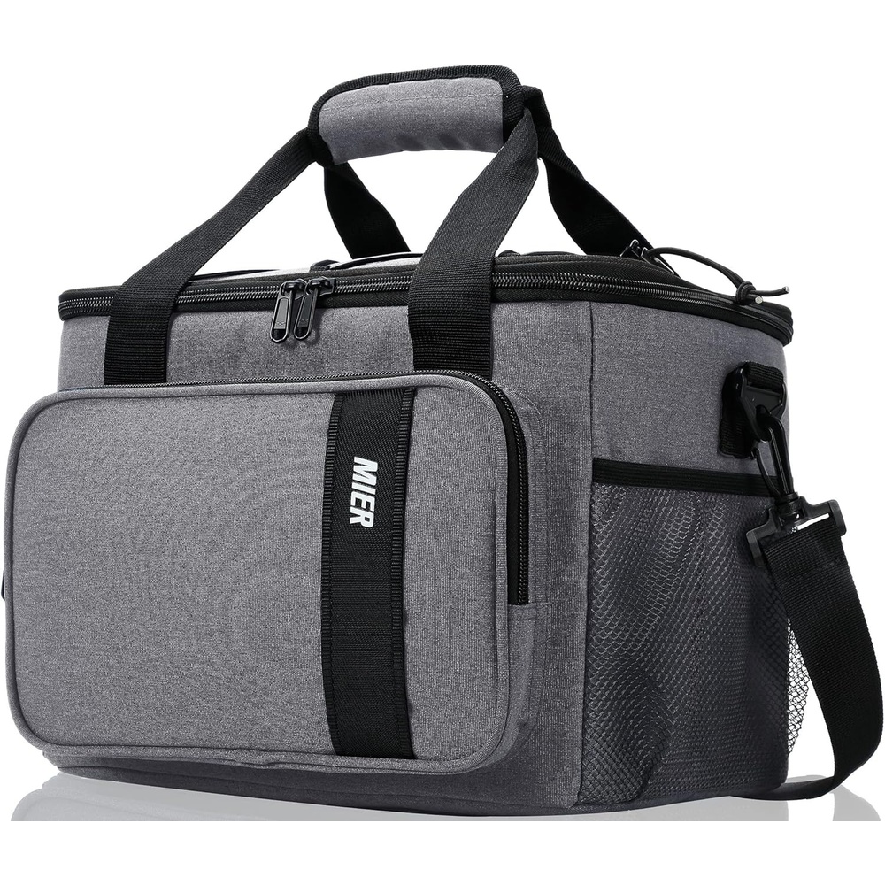 image:imageMIER Mens Lunchbox for Work Insulated 24 Cans15L Large Lunch Bags Leakproof Adult Women Lunch Box Coolers for Travel Beach Picnic Office BlackLight Gray