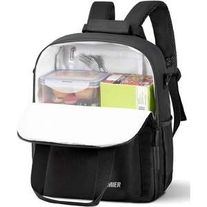 image:imageMIER Backpack Cooler 24 Cans Insulated Double Deck Soft Coolers Bag Lightweight Lunch Back Pack Women Men for Beach Travel Work FishingTealBlack