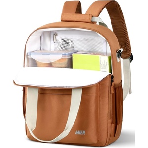 image:imageMIER Backpack Cooler 24 Cans Insulated Double Deck Soft Coolers Bag Lightweight Lunch Back Pack Women Men for Beach Travel Work FishingTealBrown