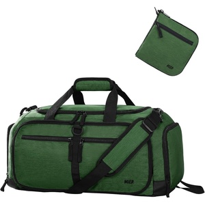 image:imageMIER Foldable Duffle Bag with Shoe Compartment 80L Travel Duffel Bags for Men Women Packable Overnight Bag for Camping Gym Weekender NavyDark Green