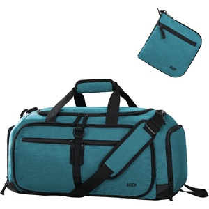 image:imageMIER Foldable Duffle Bag with Shoe Compartment 80L Travel Duffel Bags for Men Women Packable Overnight Bag for Camping Gym Weekender NavyTeal