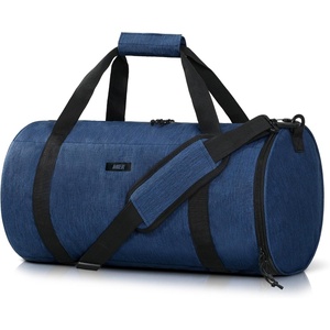 image:imageMIER Gym Bag Round Duffle Bag with Shoe Compartment amp Wet Pocket Lightweight Carry on Duffel for Men Women Workout Fitness Travel Sports 24L Blacknavy blue