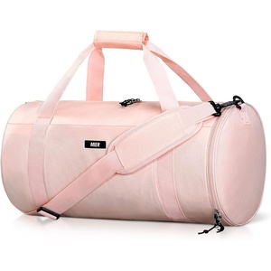 image:imageMIER Gym Bag Round Duffle Bag with Shoe Compartment amp Wet Pocket Lightweight Carry on Duffel for Men Women Workout Fitness Travel Sports 24L Blackpink