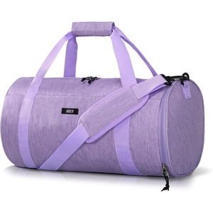 image:imageMIER Gym Bag Round Duffle Bag with Shoe Compartment amp Wet Pocket Lightweight Carry on Duffel for Men Women Workout Fitness Travel Sports 24L Blackpurple