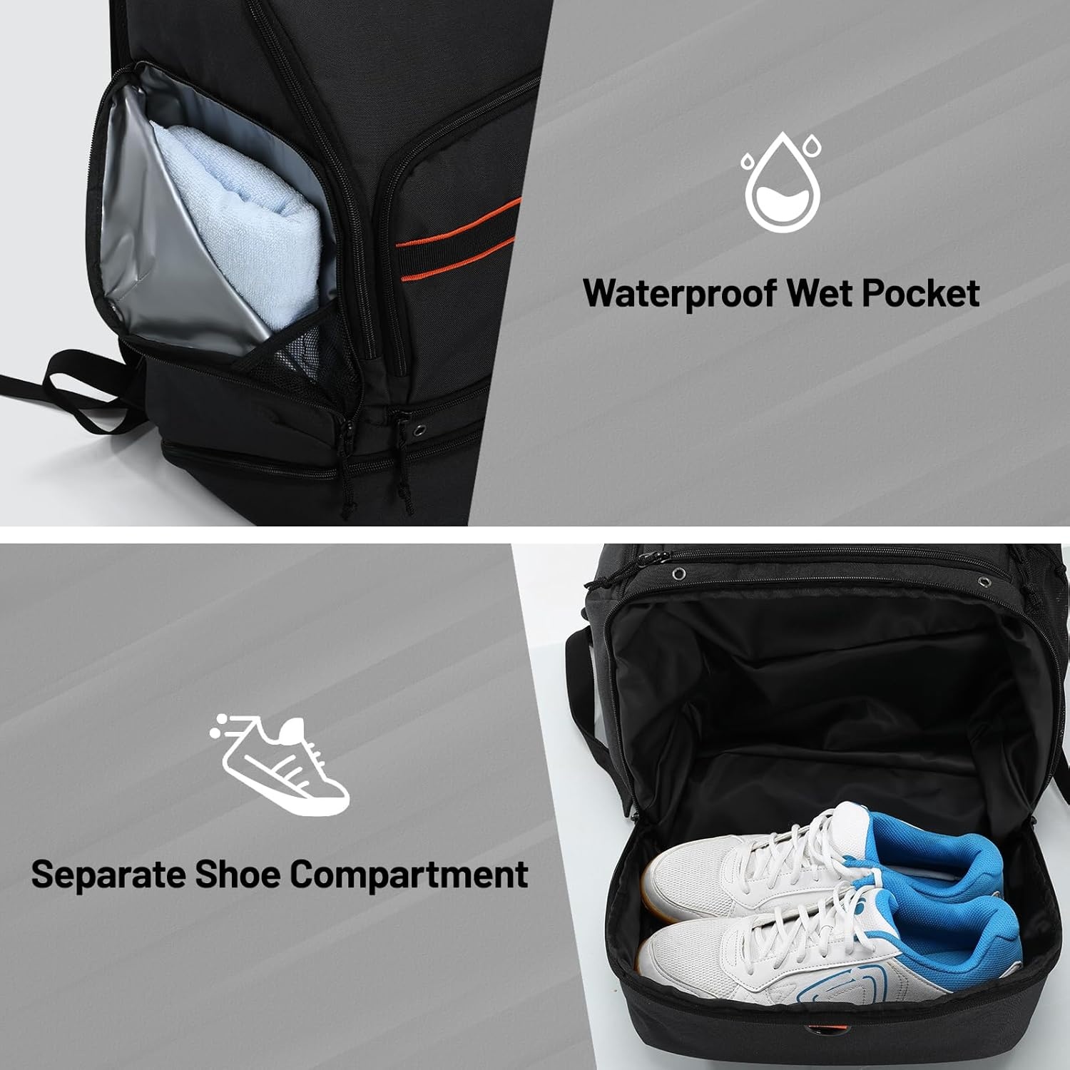image:imageMIER Basketball Backpack Bags Sports Gym Backpacks with Shoe Compartment and Ball Holder for Adult Men Large Soccer BagBlack