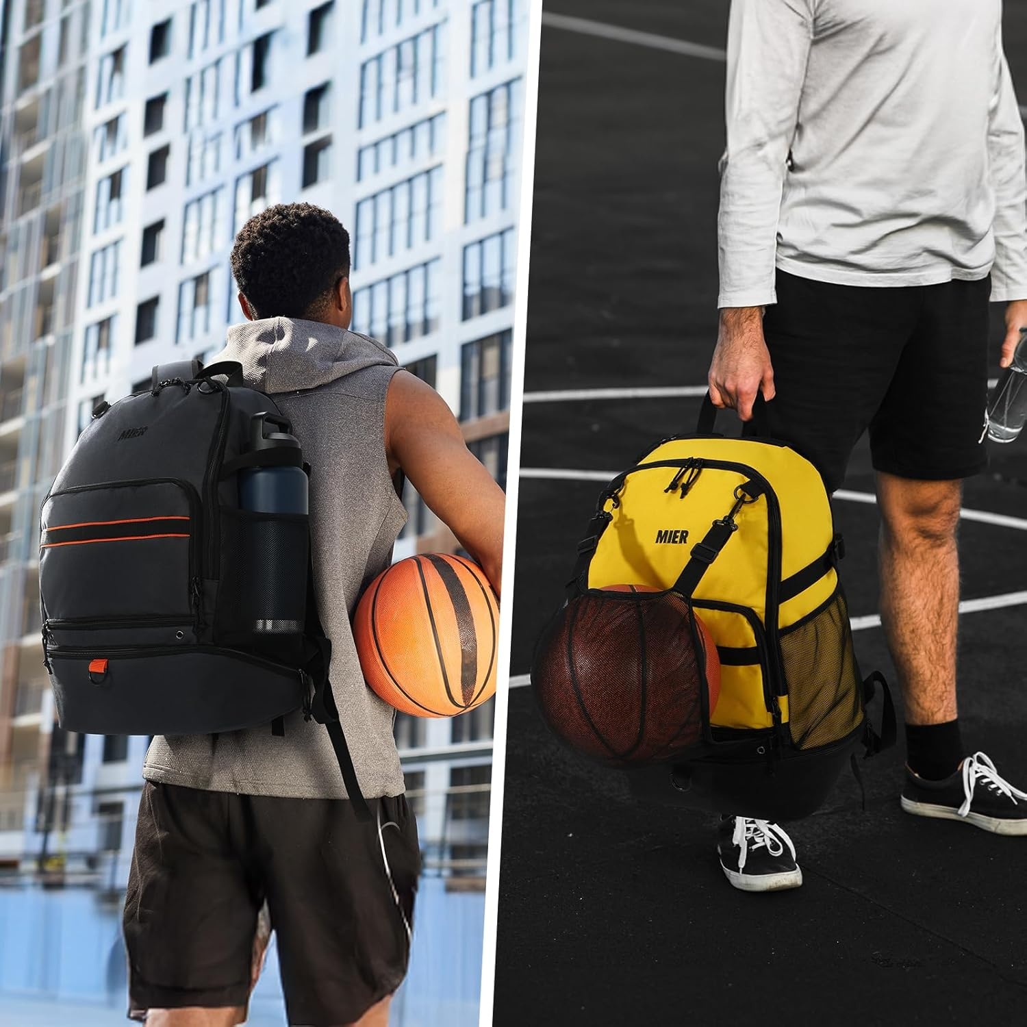 image:imageMIER Basketball Backpack Bags Sports Gym Backpacks with Shoe Compartment and Ball Holder for Adult Men Large Soccer BagBlack