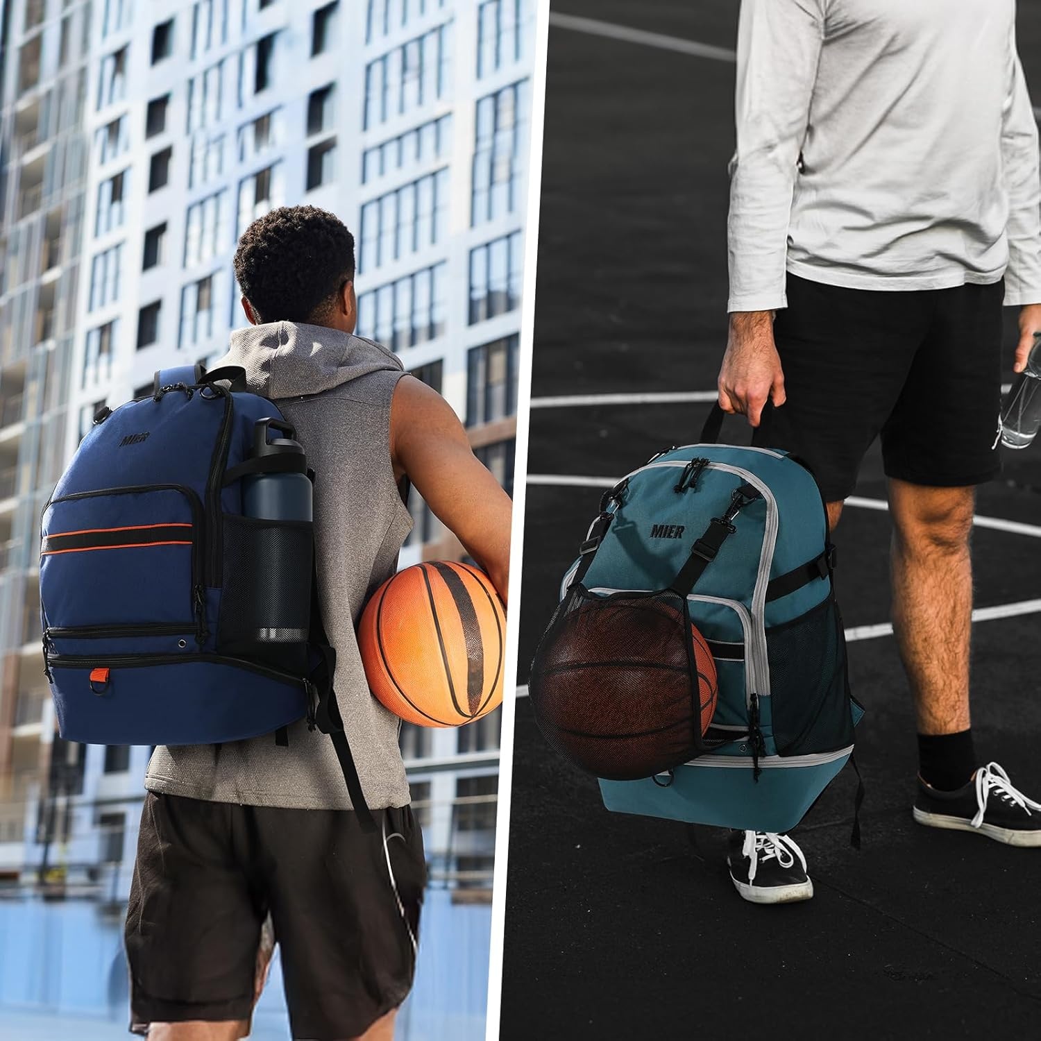 image:imageMIER Basketball Backpack Bags Sports Gym Backpacks with Shoe Compartment and Ball Holder for Adult Men Large Soccer BagDark Blue