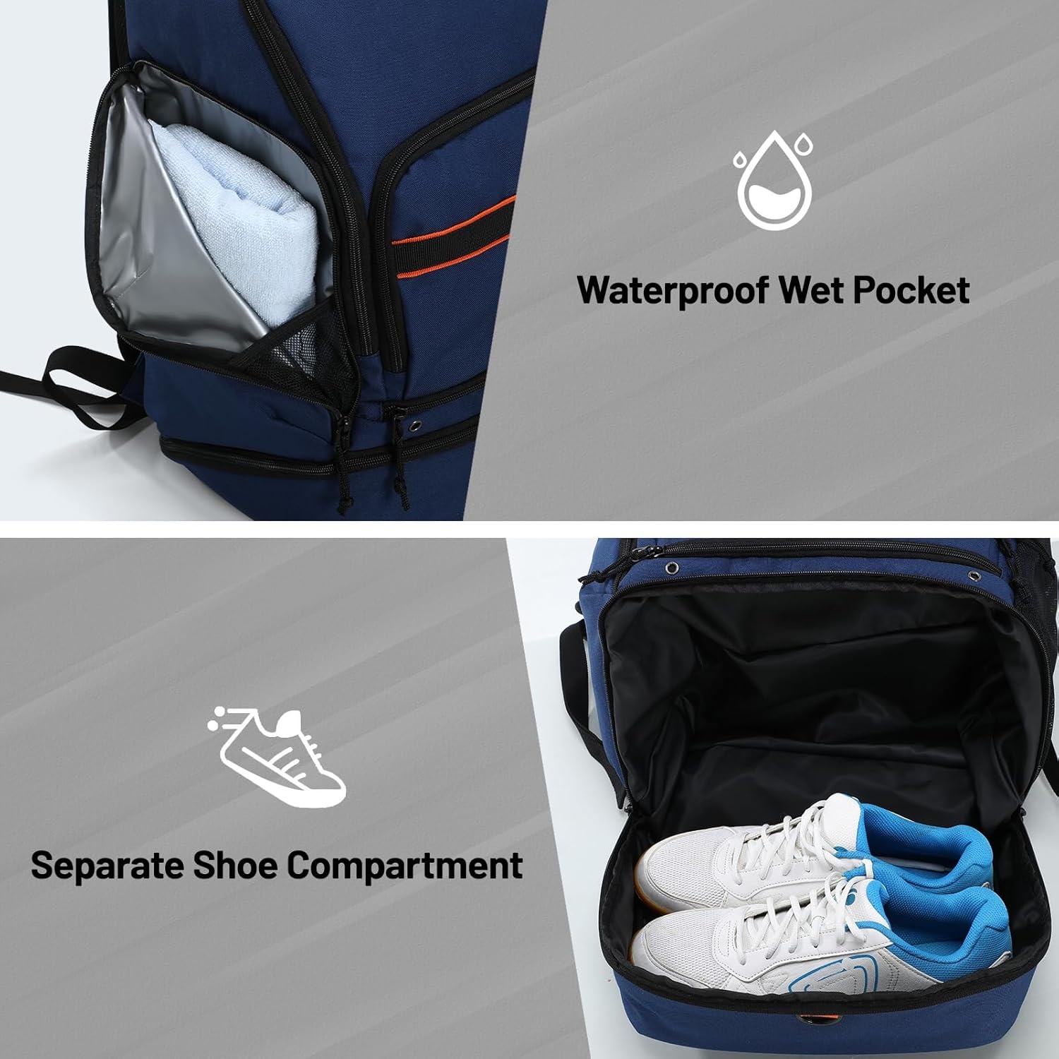 image:imageMIER Basketball Backpack Bags Sports Gym Backpacks with Shoe Compartment and Ball Holder for Adult Men Large Soccer BagDark Blue