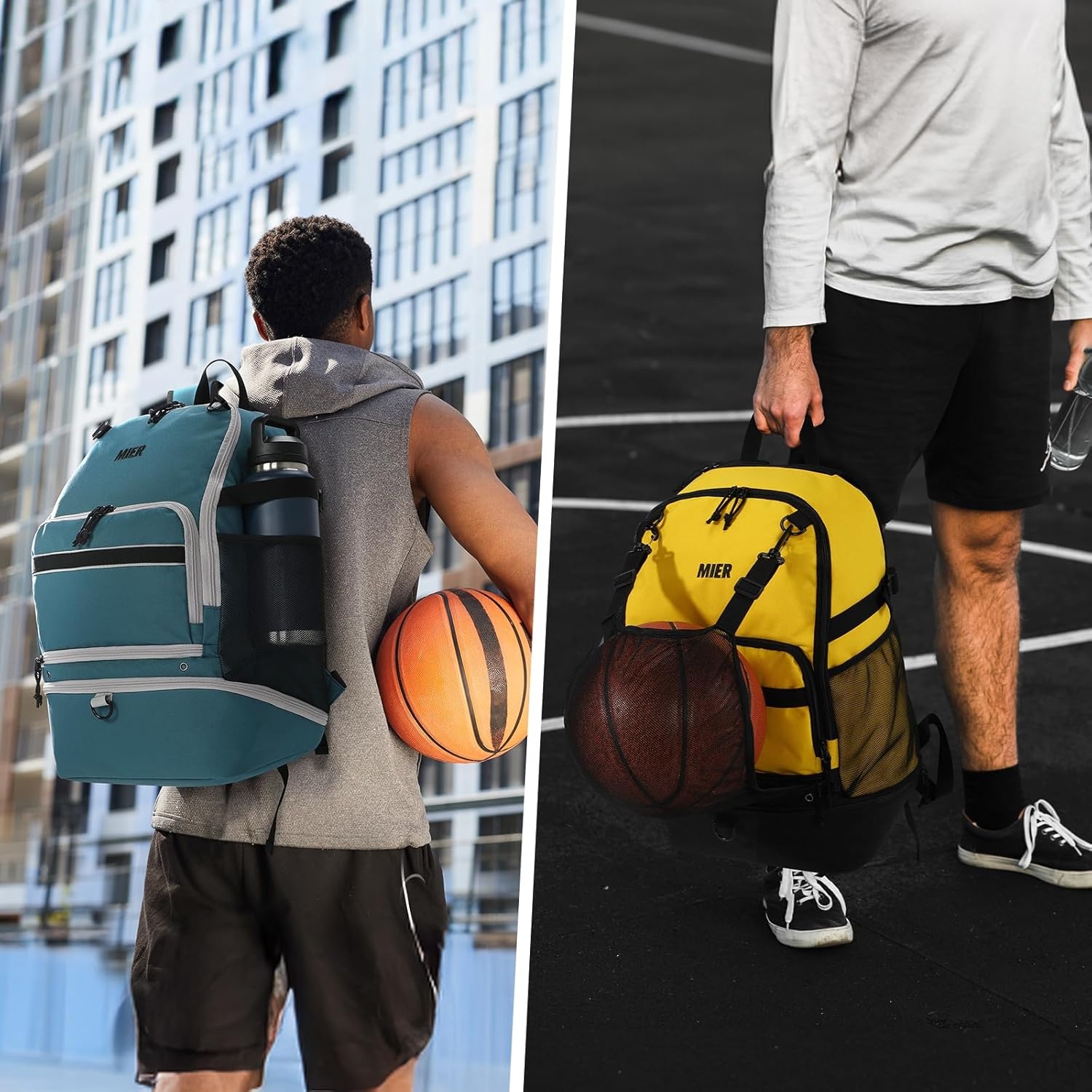 image:imageMIER Basketball Backpack Bags Sports Gym Backpacks with Shoe Compartment and Ball Holder for Adult Men Large Soccer BagGreen