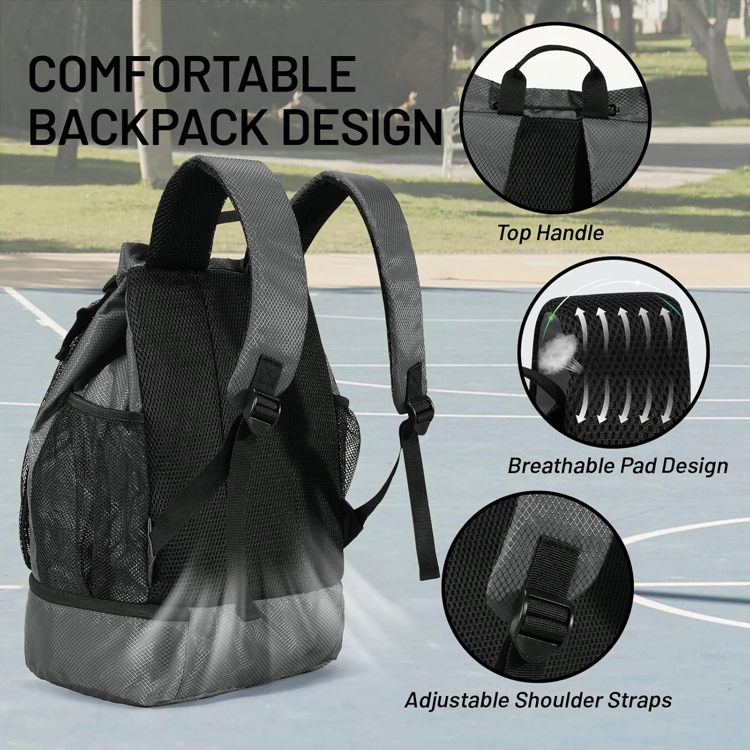 image:imageMIER Drawstring Basketball Backpack Soccer Bag with Shoe Compartment amp Mesh Pocket Sports Gym String Backpack for Women Men LightweightGray