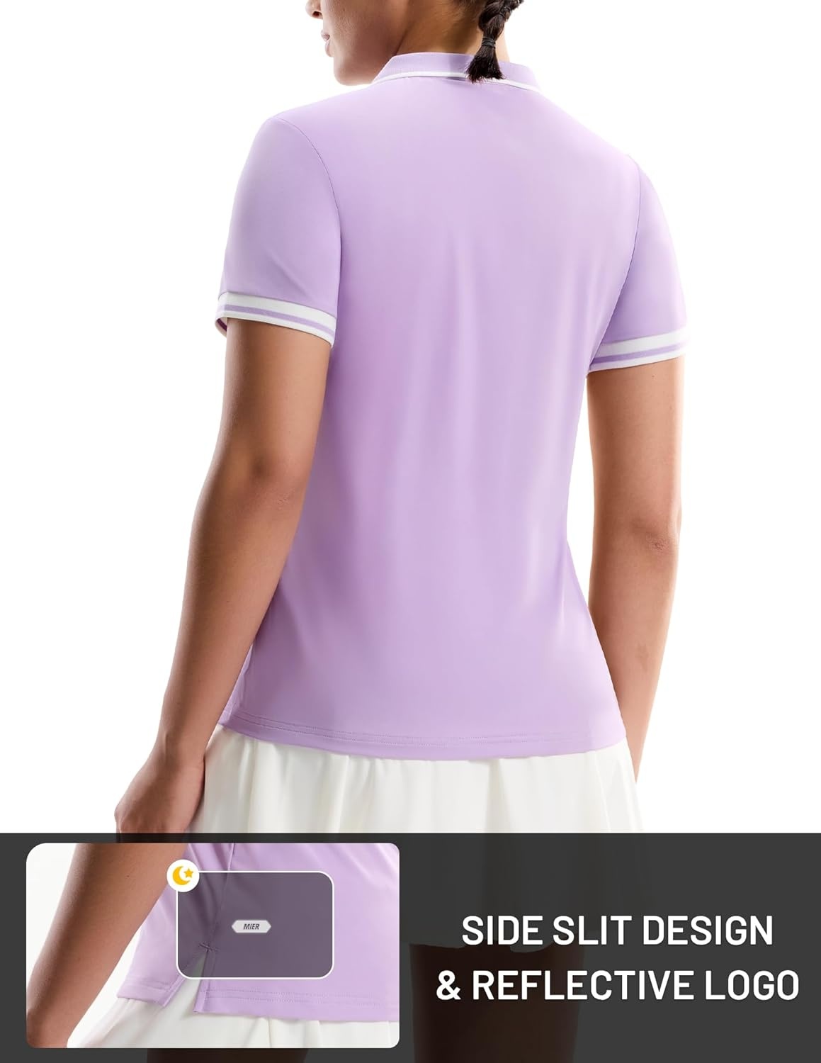 image:imageMIER Golf Polo Shirts for Women 14 Zip Up Short Sleeve Tennis Tops Dry Fit UPF 50 Athletic Collared Shirt for PickleballLavender